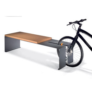 bench with integrated bike rack