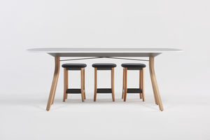 contemporary high bar table / wooden / rectangular / commercial
