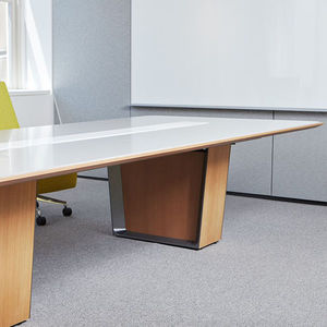 contemporary conference table / wooden / laminate / metal base