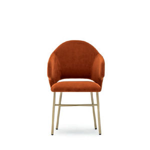 contemporary chair / upholstered / with armrests / fabric