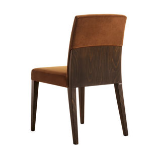 contemporary chair / upholstered / fabric / solid wood