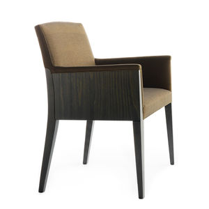 contemporary armchair / fabric / solid wood / upholstered