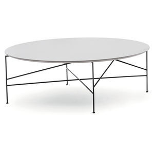 contemporary coffee table / wood / marble / metal base
