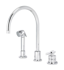 chromed metal mixer tap / mechanical / kitchen / 3-hole