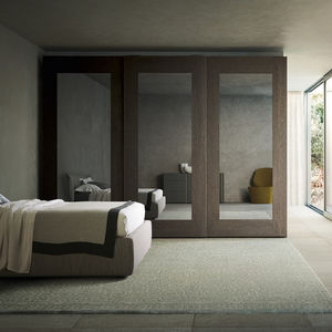 contemporary wardrobe / wooden / glass / leather