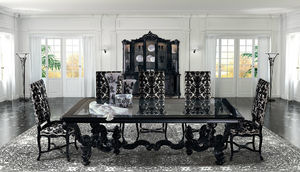 New Baroque design dining table / wooden / glass / rectangular