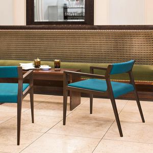 contemporary chair / upholstered / with armrests / standard base