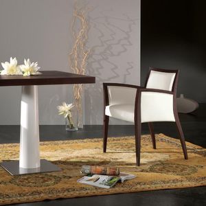 contemporary chair / upholstered / with armrests / stackable