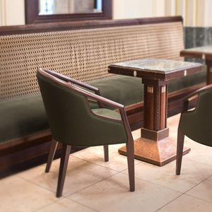 traditional chair / with armrests / upholstered / standard base