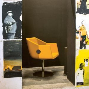 contemporary chair / upholstered / with armrests / swivel