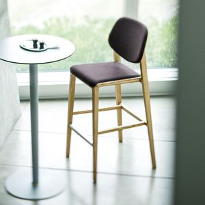 contemporary bar chair / upholstered / with footrest / standard base