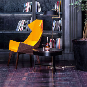 contemporary armchair / fabric / metal / wing