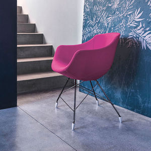 contemporary chair / upholstered / with armrests / fabric