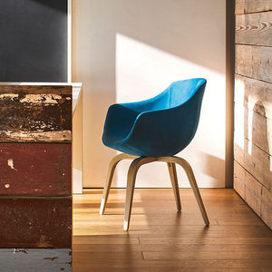 contemporary chair / with armrests / upholstered / standard base