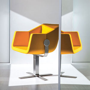 contemporary chair / upholstered / with armrests / star base