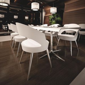 contemporary chair / upholstered / with armrests / standard base