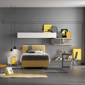 white children's bedroom furniture set / yellow / lacquered wood / unisex