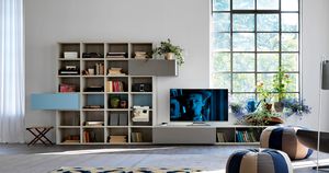 contemporary TV wall unit / wooden