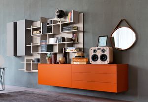 wall-mounted bookcase / contemporary / lacquered wood