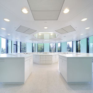 aluminum suspended ceiling / panel / flame-retardant / for clean rooms