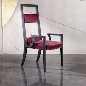 traditional chair / upholstered / with armrests / standard base