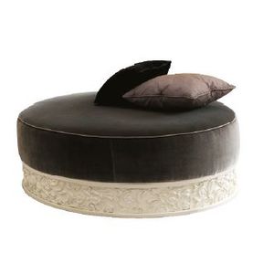 traditional pouf / wooden / round / gray