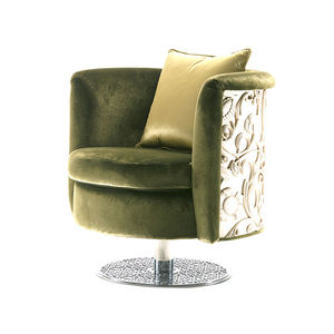 traditional armchair / metal / fabric / central base