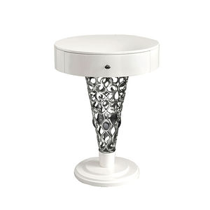 contemporary bedside table / lacquered wood / lacquered wood base / metal base