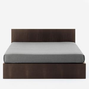double bed / contemporary / with headboard / oak