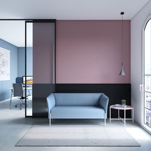 contemporary sofa / fabric / leather / metal