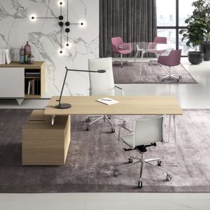 executive desk / wooden / laminate / aluminum