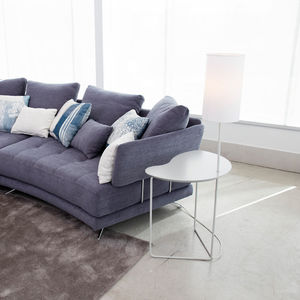 contemporary side table / wooden / metal / lamp
