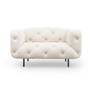 contemporary armchair / fabric / leather / white