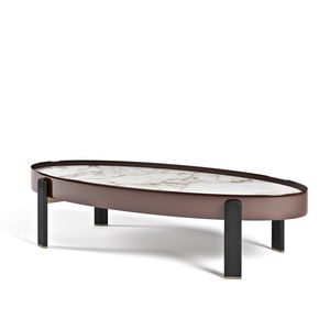 contemporary coffee table / leather / marble / ash base