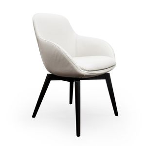 contemporary chair / upholstered / with armrests / leather
