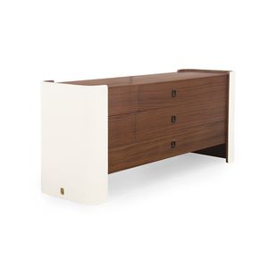 contemporary chest of drawers / wood veneer / leather / rectangular
