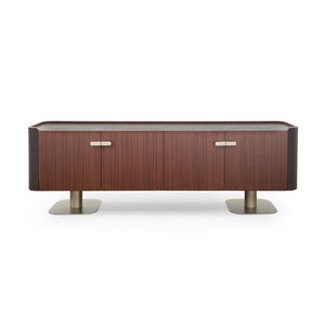 contemporary TV cabinet / lowboard / metal / leather