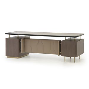 executive desk / solid wood / leather / contemporary