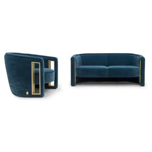 contemporary sofa / velvet / brass / 2-person