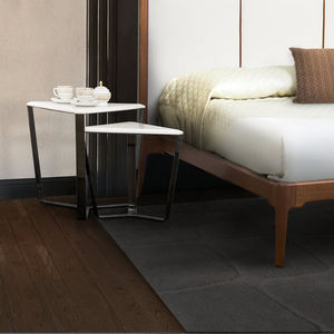 contemporary side table / marble / metal base / triangular