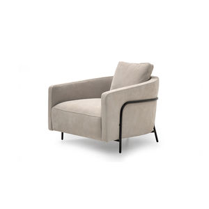 contemporary armchair / velvet / leather / cushion