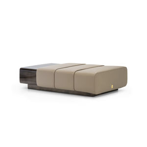contemporary coffee table / leather / metal base / rectangular