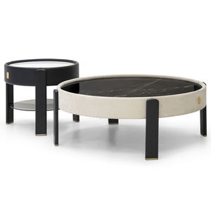 contemporary coffee table / leather / marble / ash base