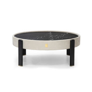 contemporary coffee table / leather / marble / ash base