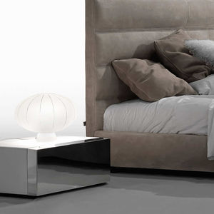 contemporary bedside table / stainless steel / leather / rectangular