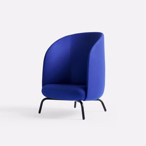 contemporary visitor armchair / leather / high back / privacy