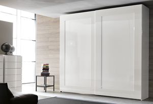contemporary wardrobe / glass / lacquered glass / sliding door