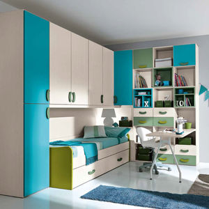 blue children's bedroom furniture set / lacquered wood / boy's