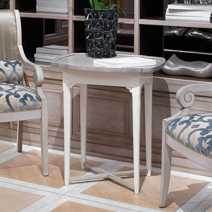 traditional side table / lacquered wood / lacquered wood base / oval