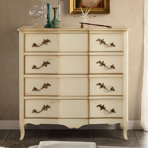 traditional chest of drawers / lacquered wood / beige